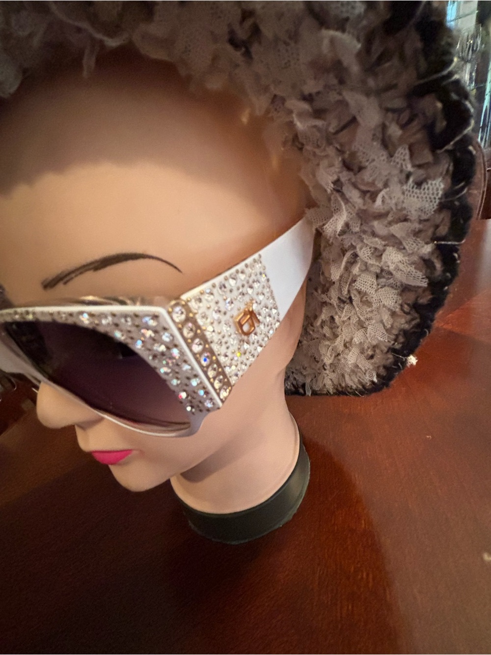 Beautiful White Crystal EK Sunglasses